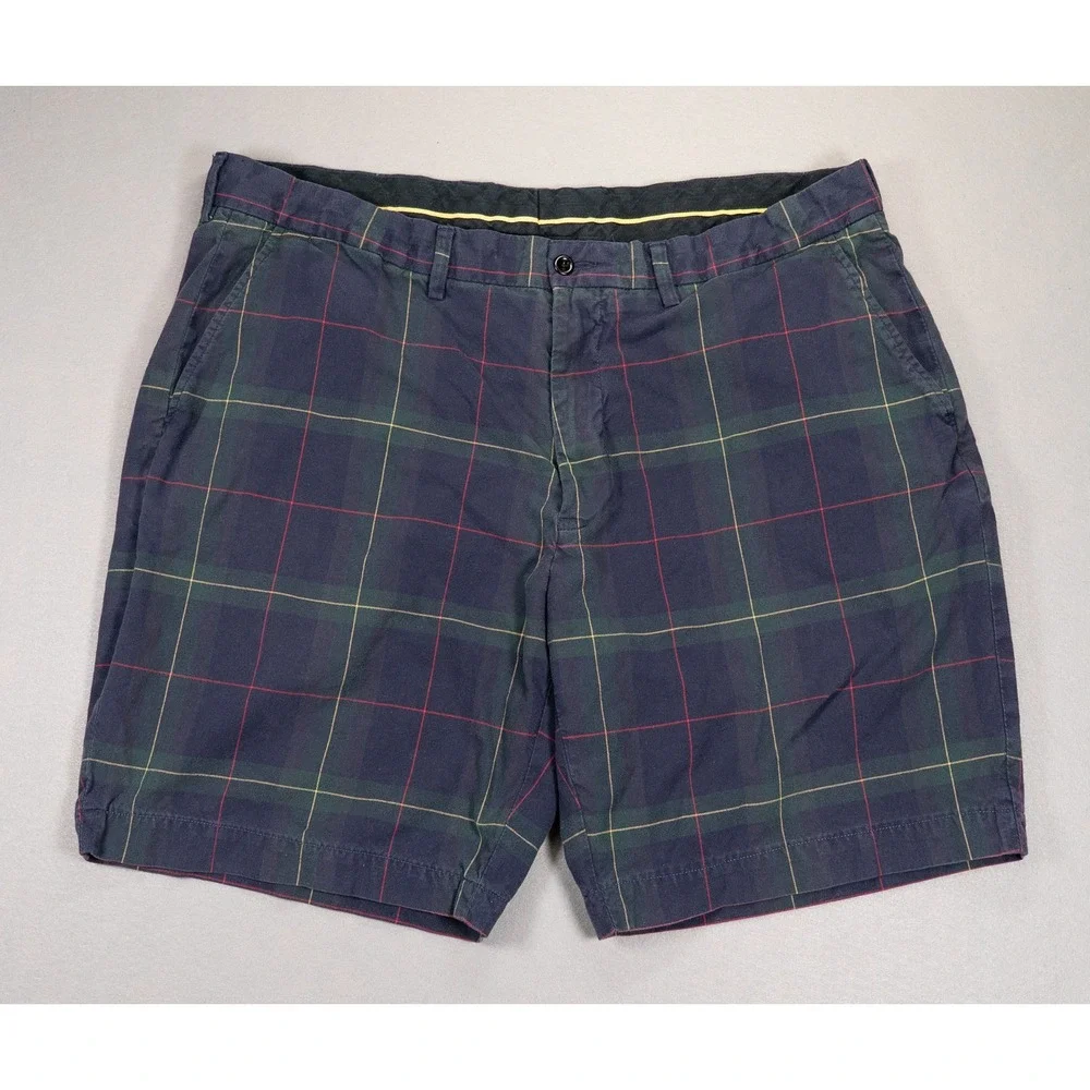 Polo Ralph Lauren Plaid Shorts Mens 40 Navy Green Red Cotton Casual‎